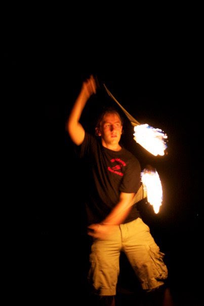 Amos spinning fire